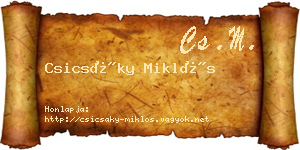 Csicsáky Miklós névjegykártya
